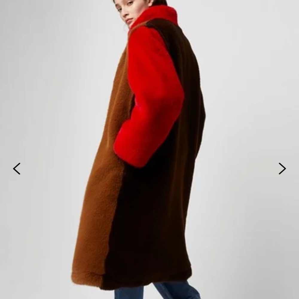 Faux Fur Colorblock Coat